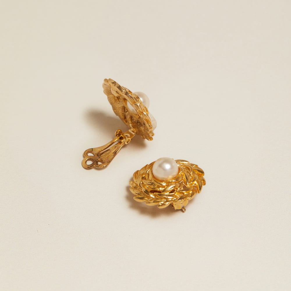 Statement Earring Vintage Pearl & Wreath Clip-On Earrings Orelia Jewellery