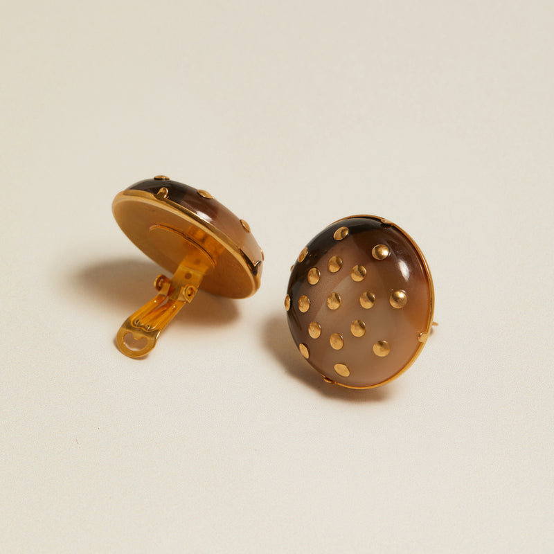 Statement Earring Vintage Semi-Precious Studded Clip-On Earrings Orelia Jewellery