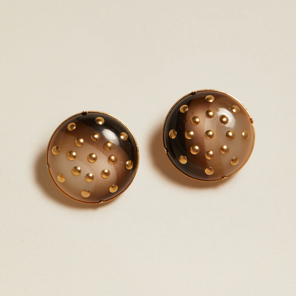 Statement Earring Vintage Semi-Precious Studded Clip-On Earrings Orelia Jewellery