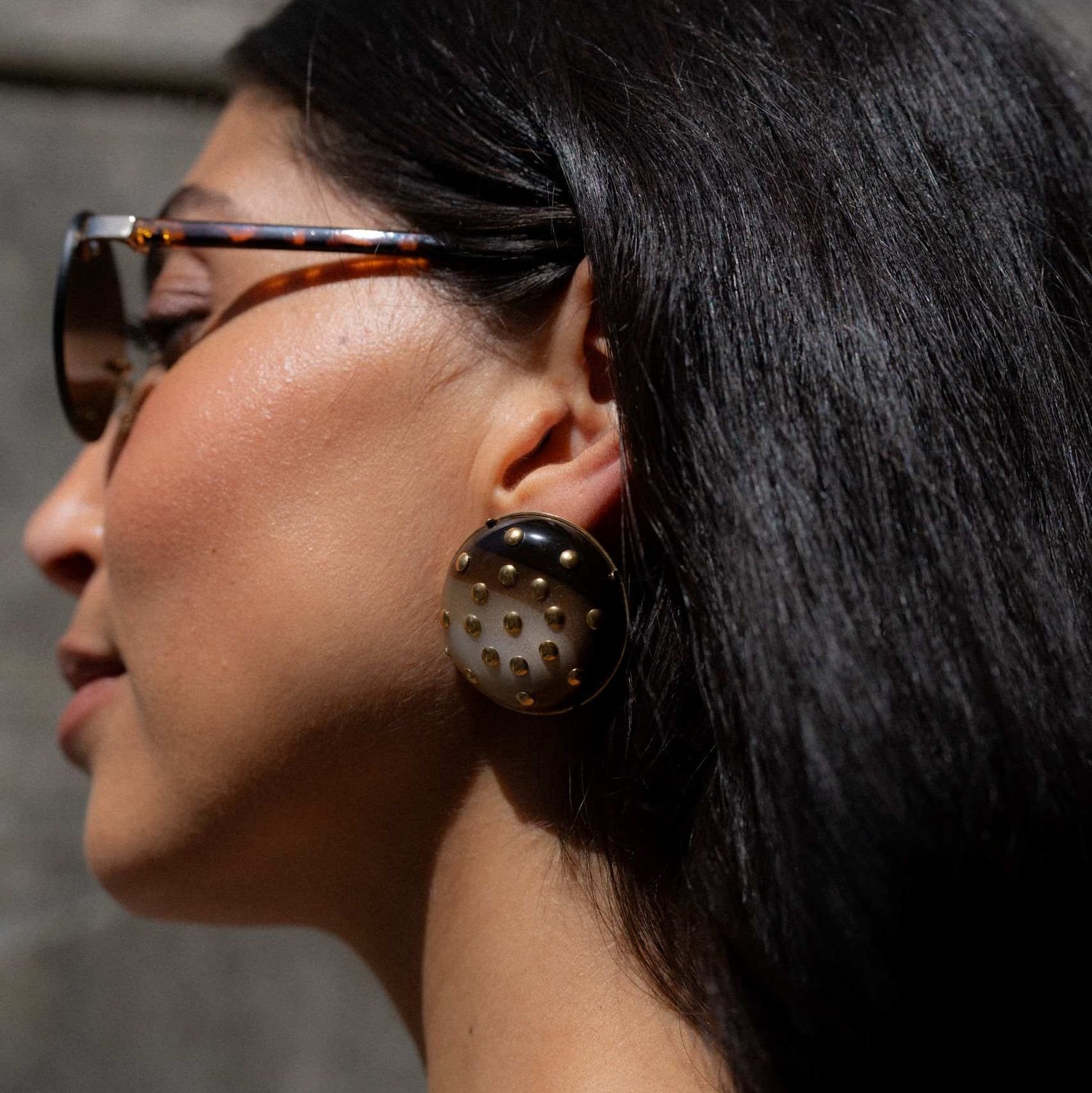 Statement Earring Vintage Semi-Precious Studded Clip-On Earrings Orelia Jewellery