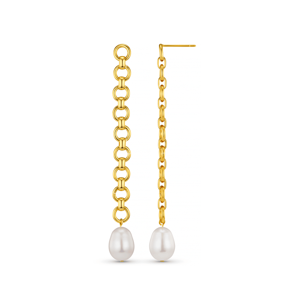 Statement Earrings Chain & Pearl Drop Earrings Orelia Jewellery