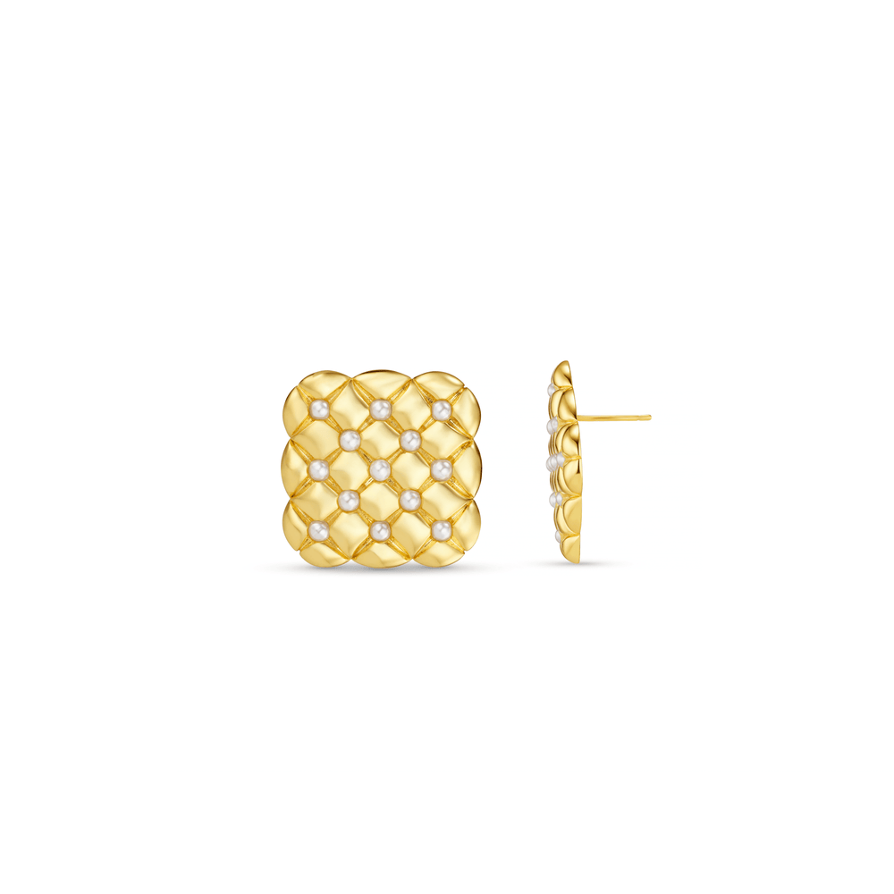 Statement Earrings Quilted Pearl Square Earrings Orelia Jewellery