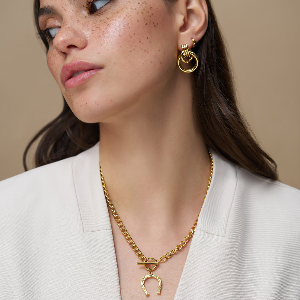 Statement Necklace Default Horseshoe T-Bar Chain Necklace Orelia Jewellery