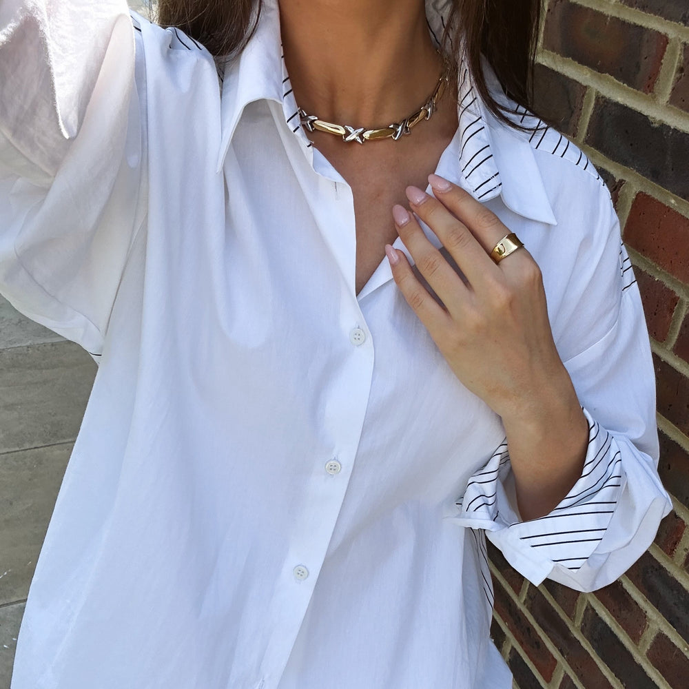 Statement Necklace Default LUXE Statement Mixed Plate Cross Necklace Orelia Jewellery