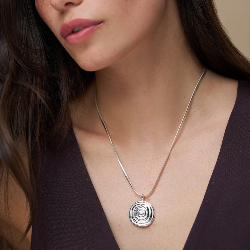 Statement Necklace Default Statement Spiral Pendant Necklace - Silver Orelia Jewellery