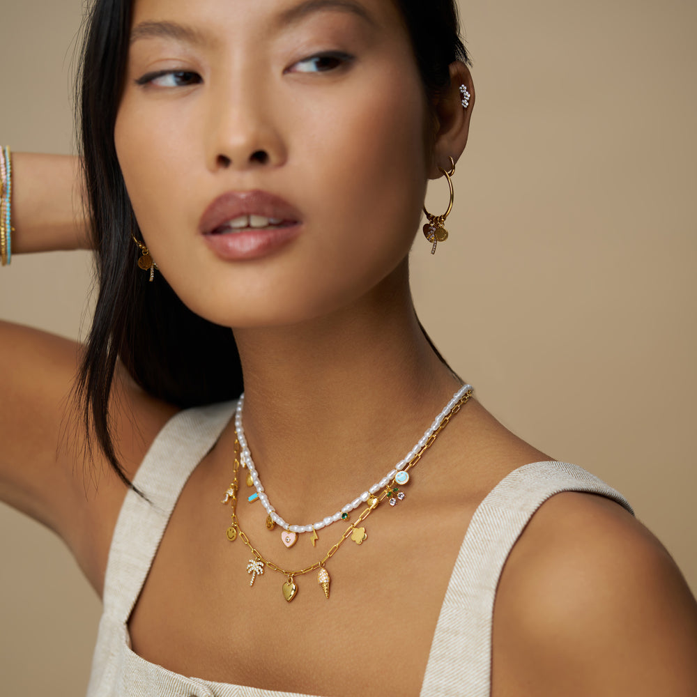 Statement Necklace ONE Mixed Eclectic Pavé Charm Necklace Orelia Jewellery