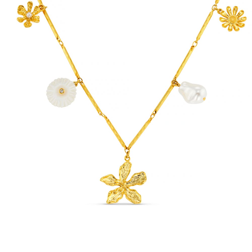 Statement Necklace ONE Statement Flower & Pearl Charm Necklace Orelia Jewellery
