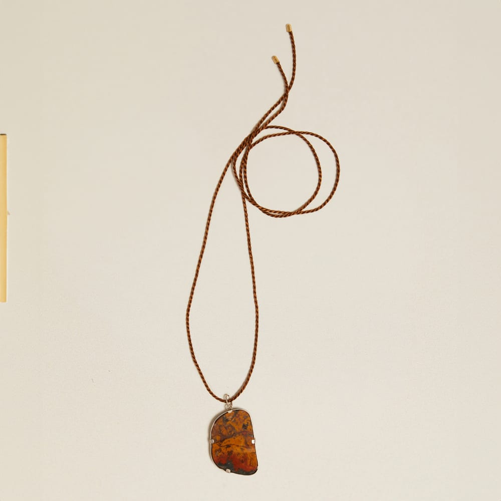 Statement Necklace Vintage Jasper Pendant Cord Necklace Orelia Jewellery