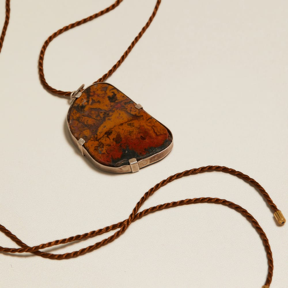 Statement Necklace Vintage Jasper Pendant Cord Necklace Orelia Jewellery