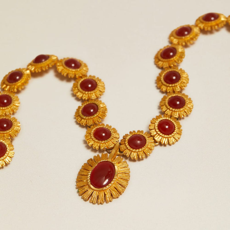 Statement Necklace Vintage Statement Red Stone Floral Necklace Orelia Jewellery