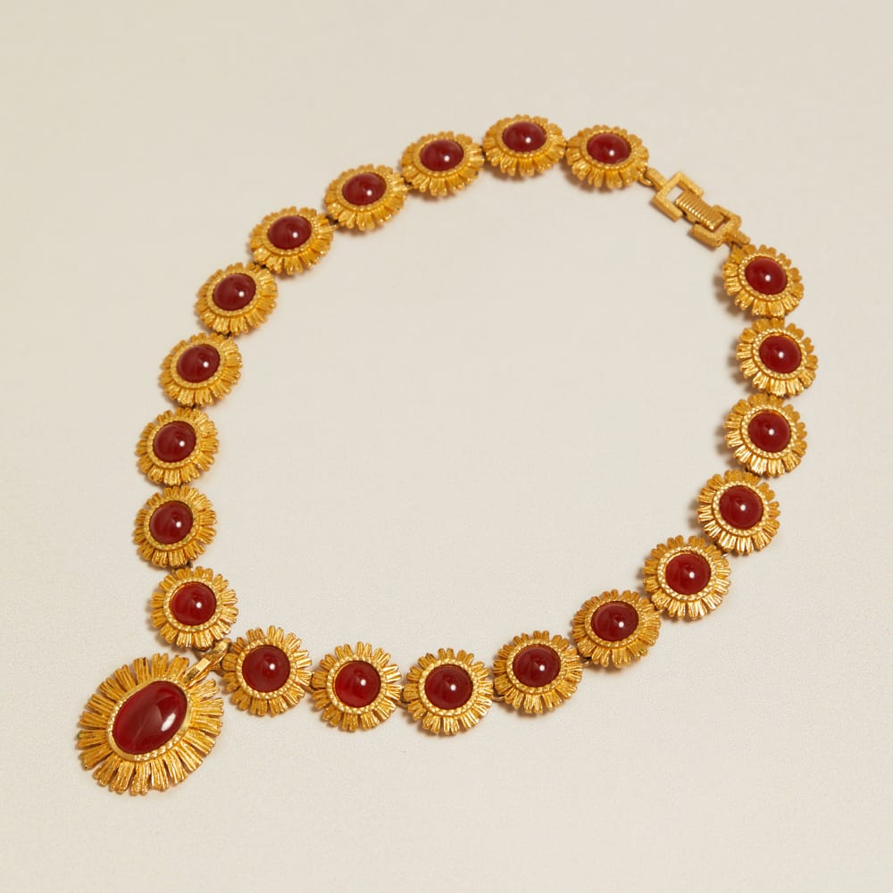 Statement Necklace Vintage Statement Red Stone Floral Necklace Orelia Jewellery