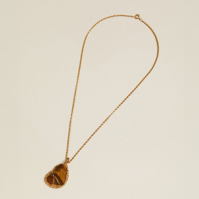 Statement Necklace Vintage Tiger's Eye Pendant Necklace Orelia Jewellery