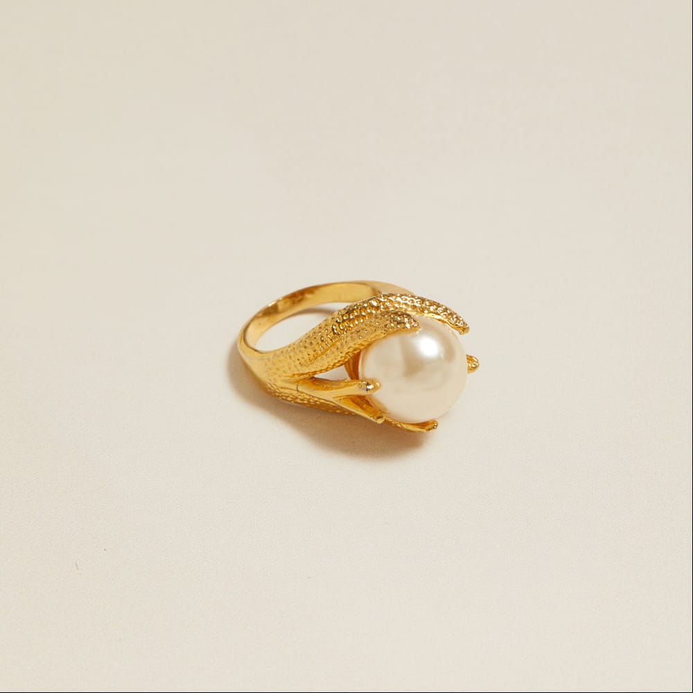 Statement Ring Default Vintage Coral-Incased Pearl Ring Orelia Jewellery