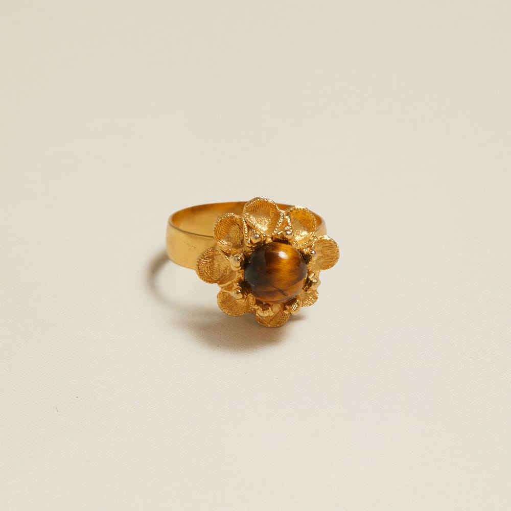 Statement Ring Default Vintage Tiger's Eye Flower Ring Orelia Jewellery