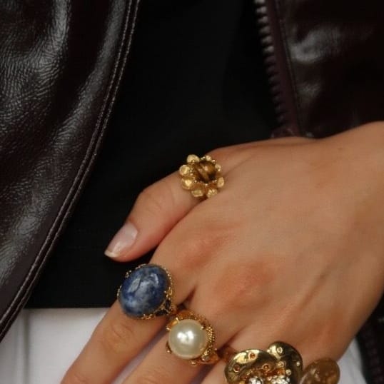 Statement Ring Default Vintage Tiger's Eye Flower Ring Orelia Jewellery