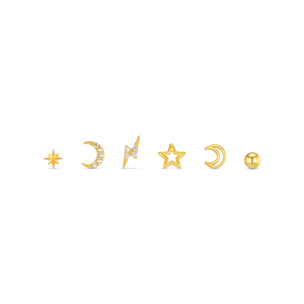 Stud Earrings Celestial Stud Pack Ear Party - Gold Orelia Jewellery