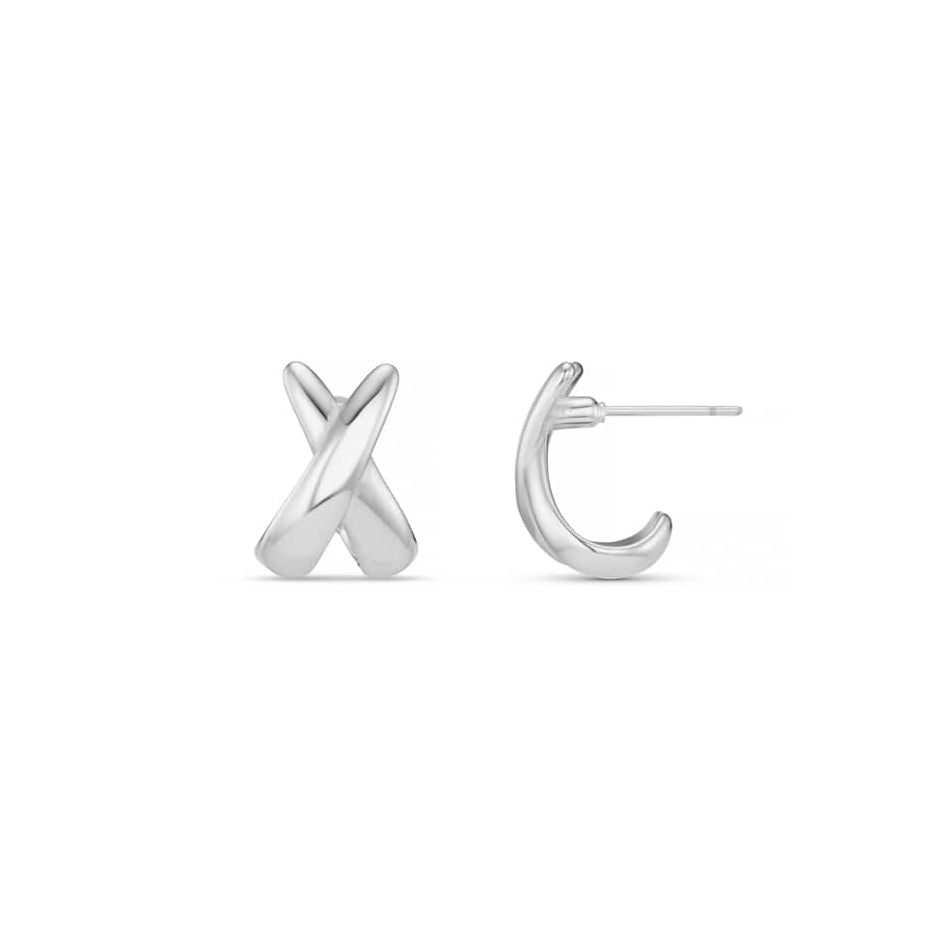 Stud Earrings Default Crossover Wrap Hoop Earrings - Silver Orelia Jewellery