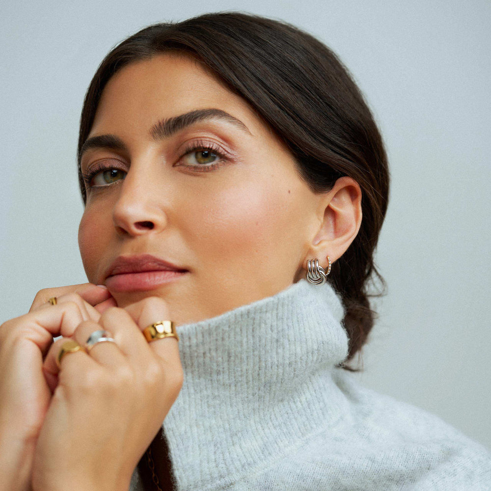 Stud Earrings LUXE Mini Interlocking Stud Earrings - Silver Orelia Jewellery