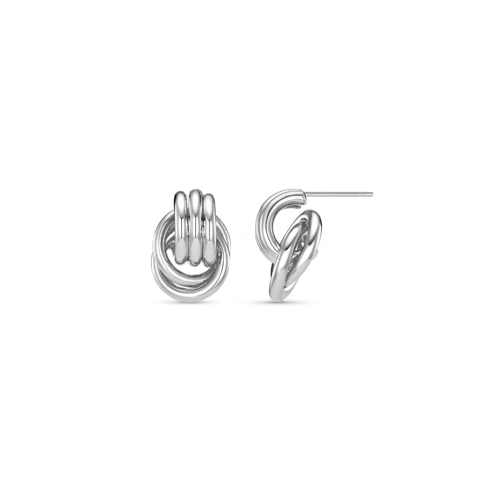 Stud Earrings ONE Mini Polished Interlocking Earrings - Silver Orelia Jewellery