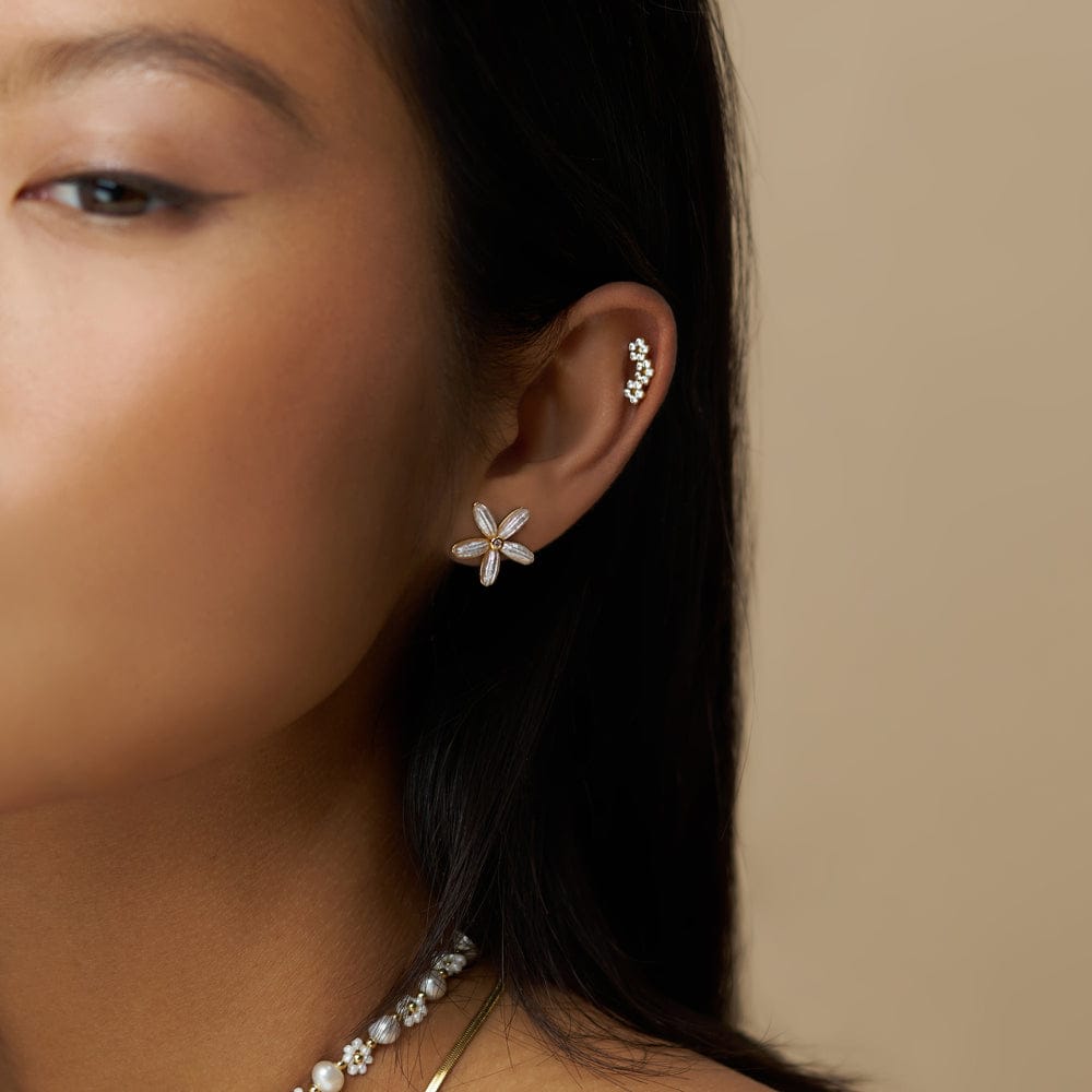 Stud Earrings ONE Pearl & Crystal Daisy Stud Earrings Orelia Jewellery