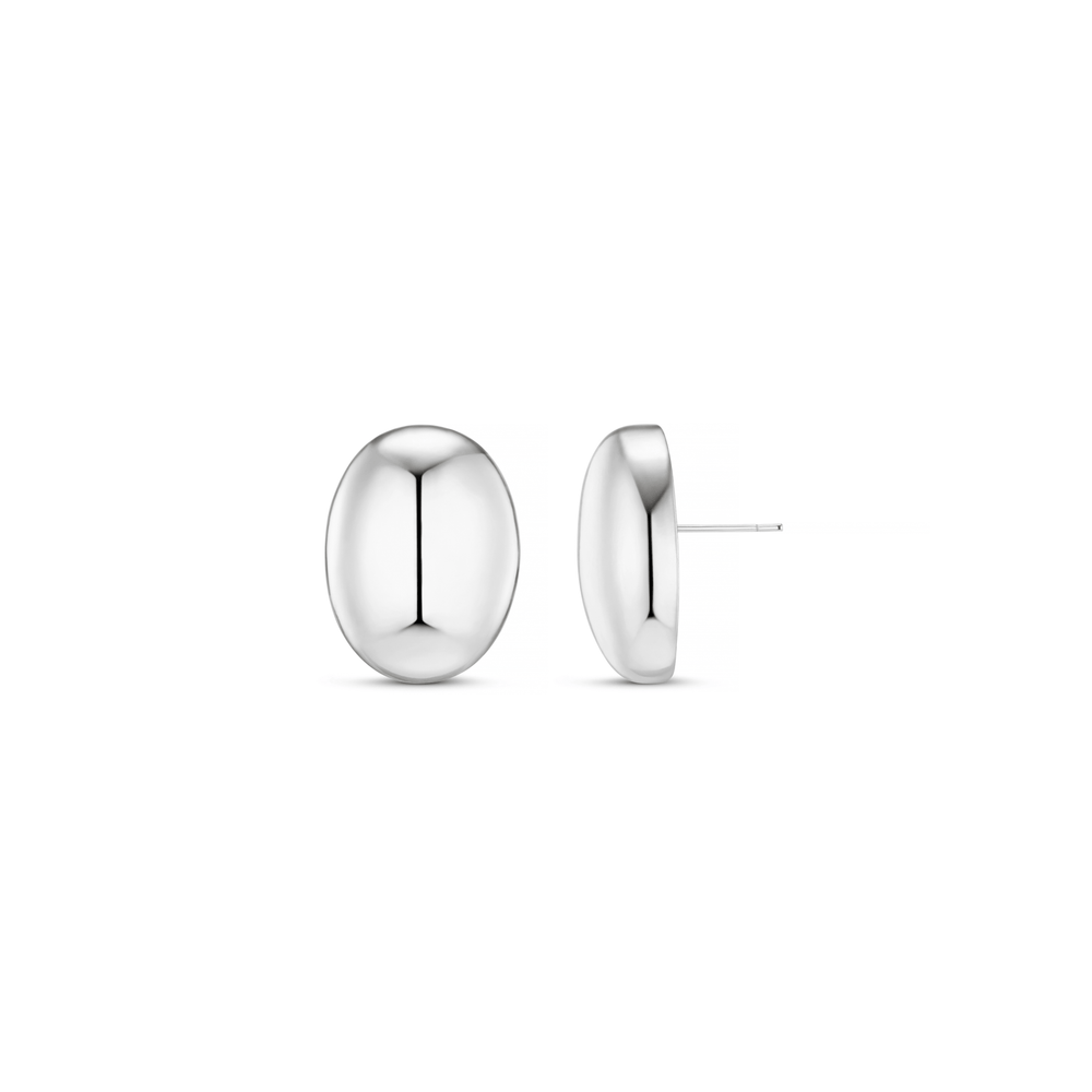 Stud Earrings Polished Domed Oval Stud Earrings - Silver Orelia Jewellery