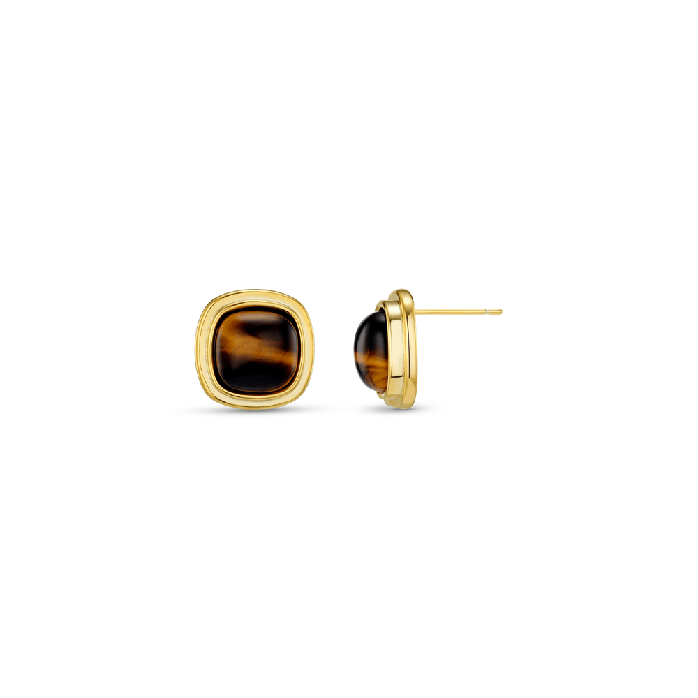 Stud Earrings Semi-Precious Tigers Eye Square Stud Earrings Orelia Jewellery