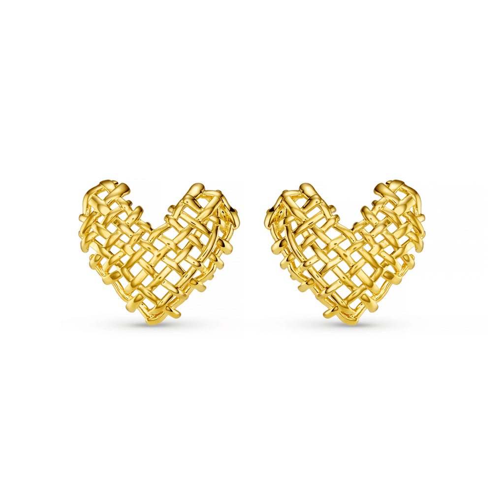 Statement Woven Heart Stud Earrings