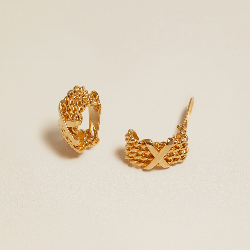 Stud Earrings Vintage Braided Chain & Cross Clip-On Earrings Orelia Jewellery