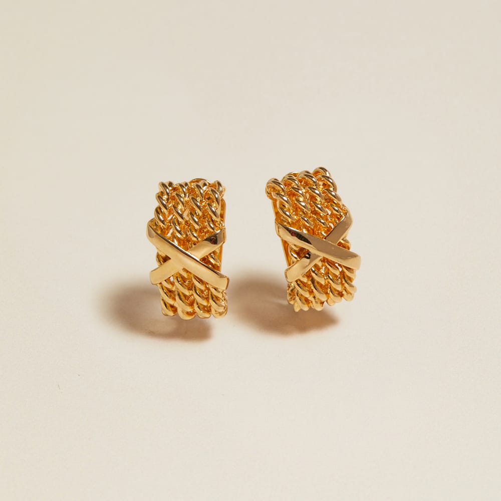 Stud Earrings Vintage Braided Chain & Cross Clip-On Earrings Orelia Jewellery