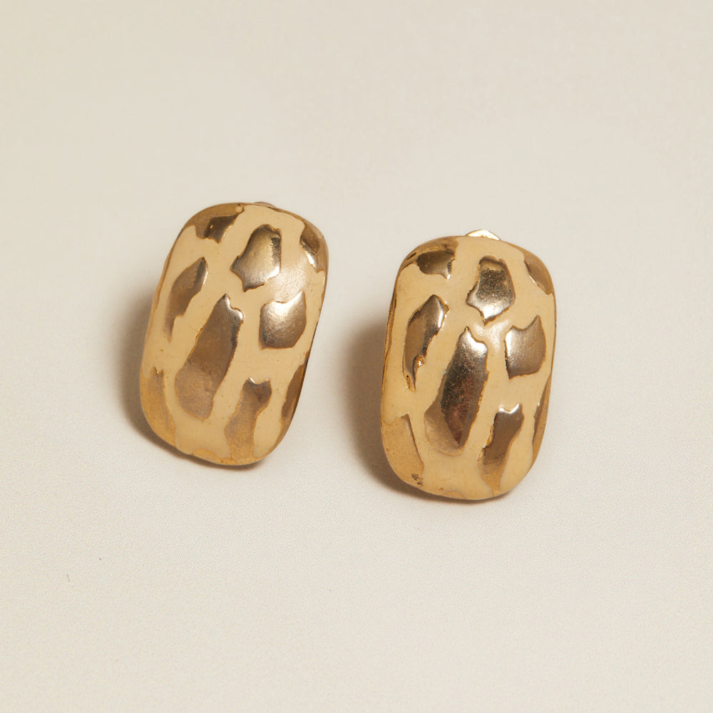 Stud Earrings Vintage Enamel Leopard Clip-On Earrings Orelia Jewellery
