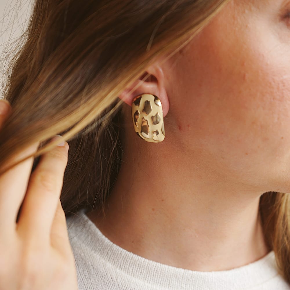 Stud Earrings Vintage Enamel Leopard Clip-On Earrings Orelia Jewellery
