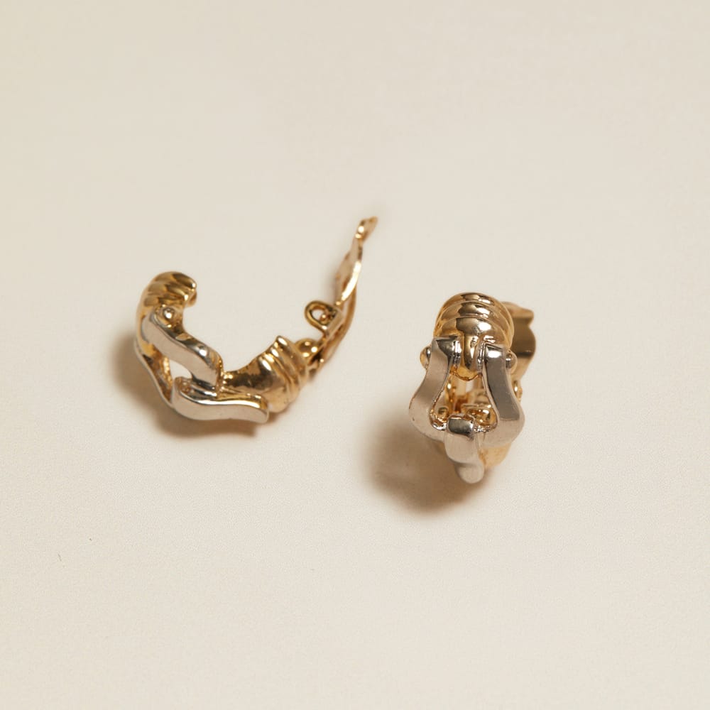 Stud Earrings Vintage Mixed Metal Buckle Clip-On Earrings Orelia Jewellery