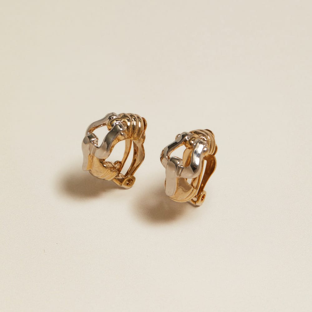 Stud Earrings Vintage Mixed Metal Buckle Clip-On Earrings Orelia Jewellery