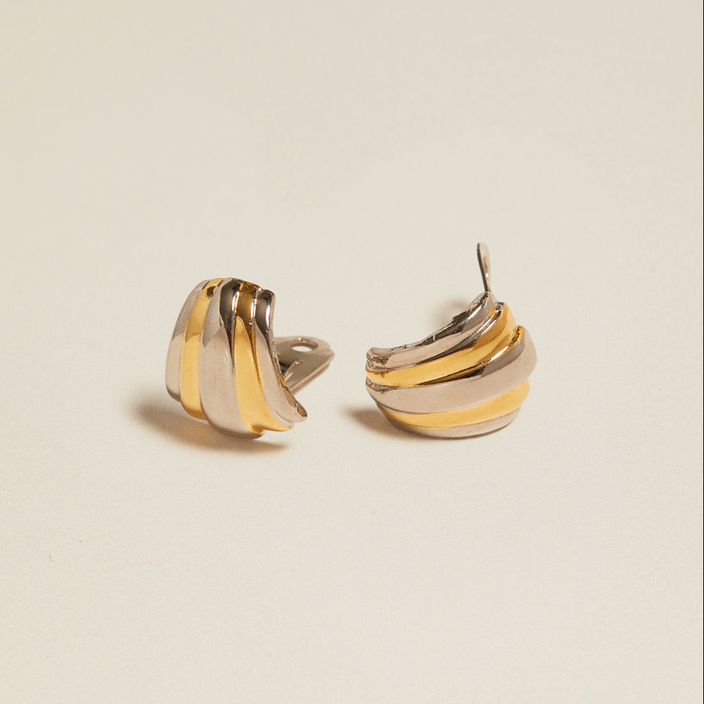 Stud Earrings Vintage Mixed-Plate Fan Clip-On Earrings Orelia Jewellery