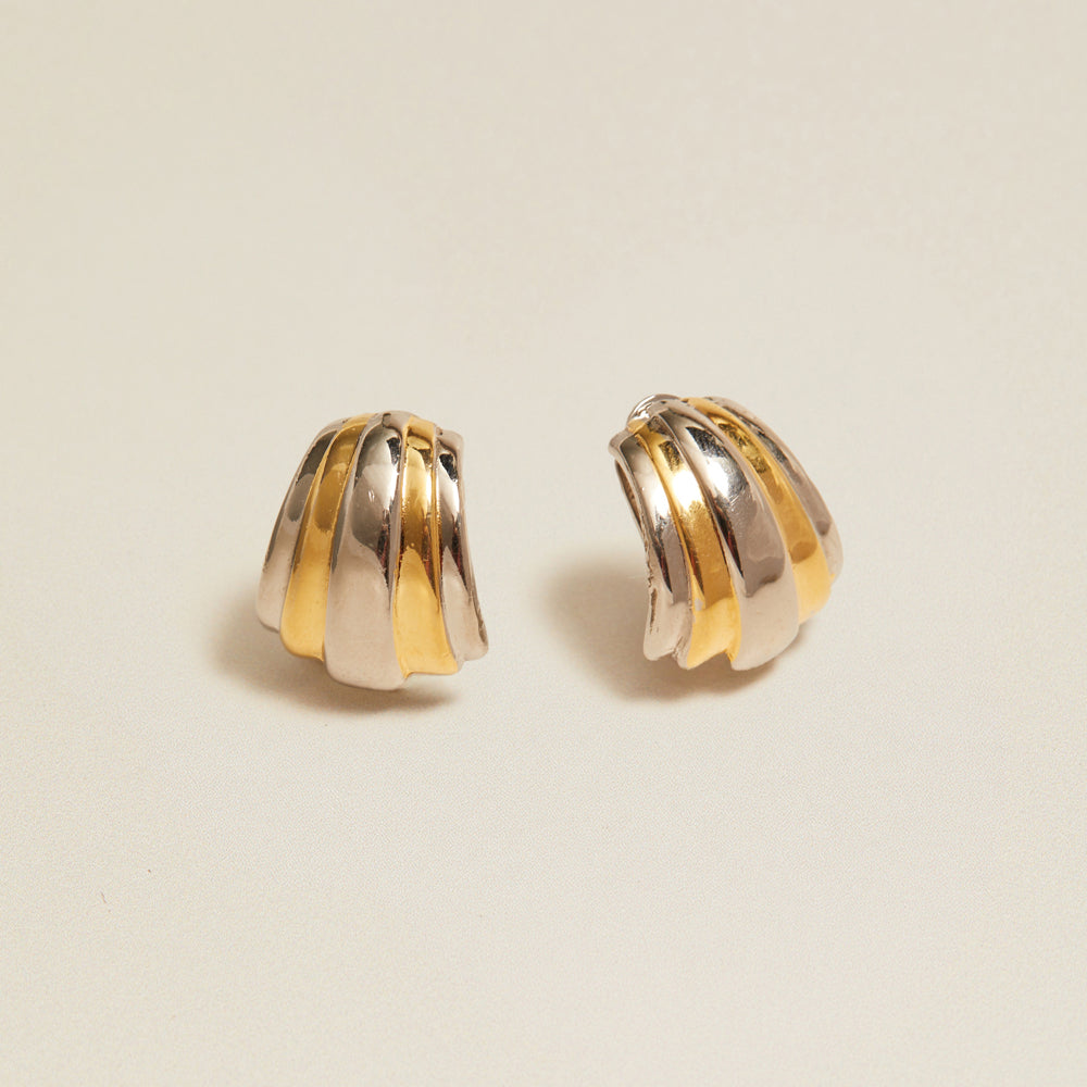 Stud Earrings Vintage Mixed-Plate Fan Clip-On Earrings Orelia Jewellery