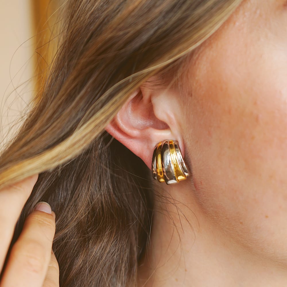 Stud Earrings Vintage Mixed-Plate Fan Clip-On Earrings Orelia Jewellery