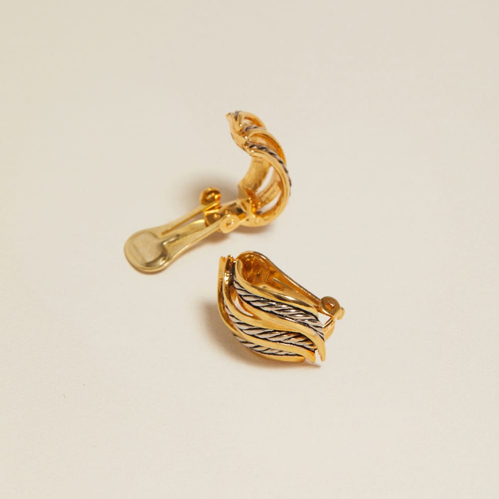 Stud Earrings Vintage Mixed-Plate Rope Clip-On Earrings Orelia Jewellery