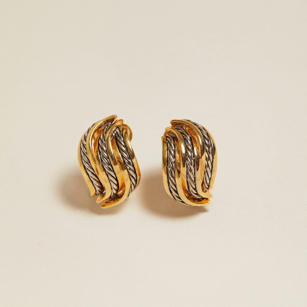 Stud Earrings Vintage Mixed-Plate Rope Clip-On Earrings Orelia Jewellery