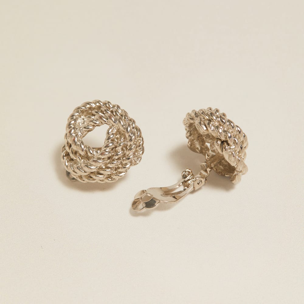 Stud Earrings Vintage Silver Rope Twist Clip-On Earrings Orelia Jewellery