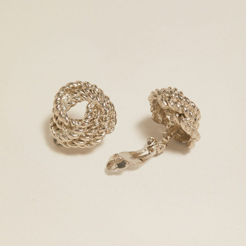 Stud Earrings Vintage Silver Rope Twist Clip-On Earrings Orelia Jewellery