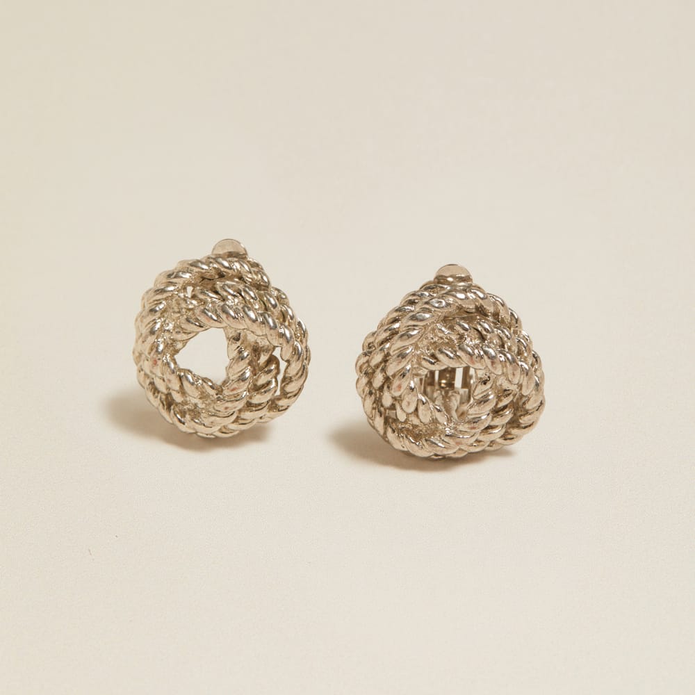 Stud Earrings Vintage Silver Rope Twist Clip-On Earrings Orelia Jewellery