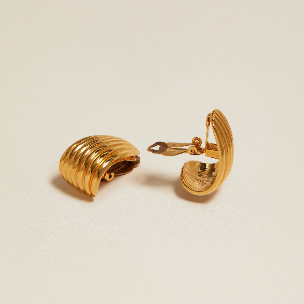 Stud Earrings Vintage Statement Ribbed Clip-On Earrings Orelia Jewellery