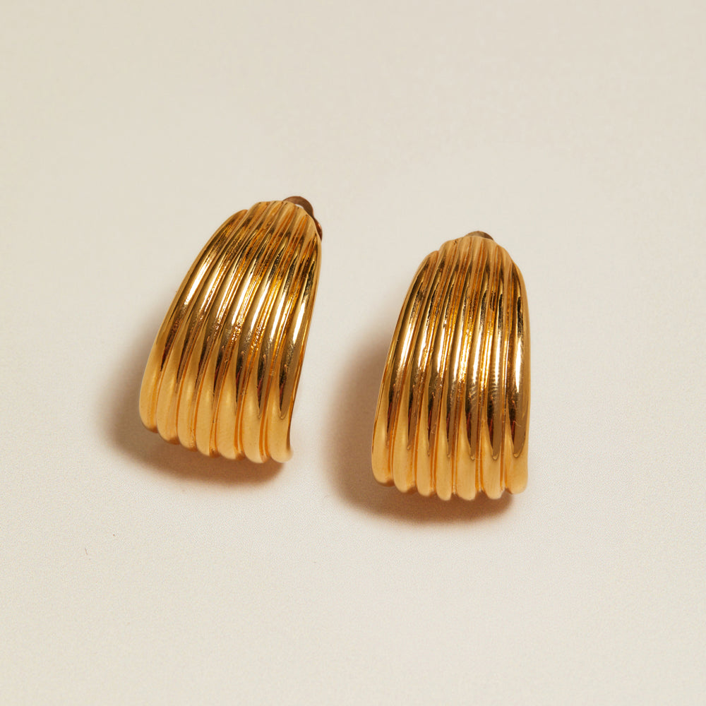 Stud Earrings Vintage Statement Ribbed Clip-On Earrings Orelia Jewellery