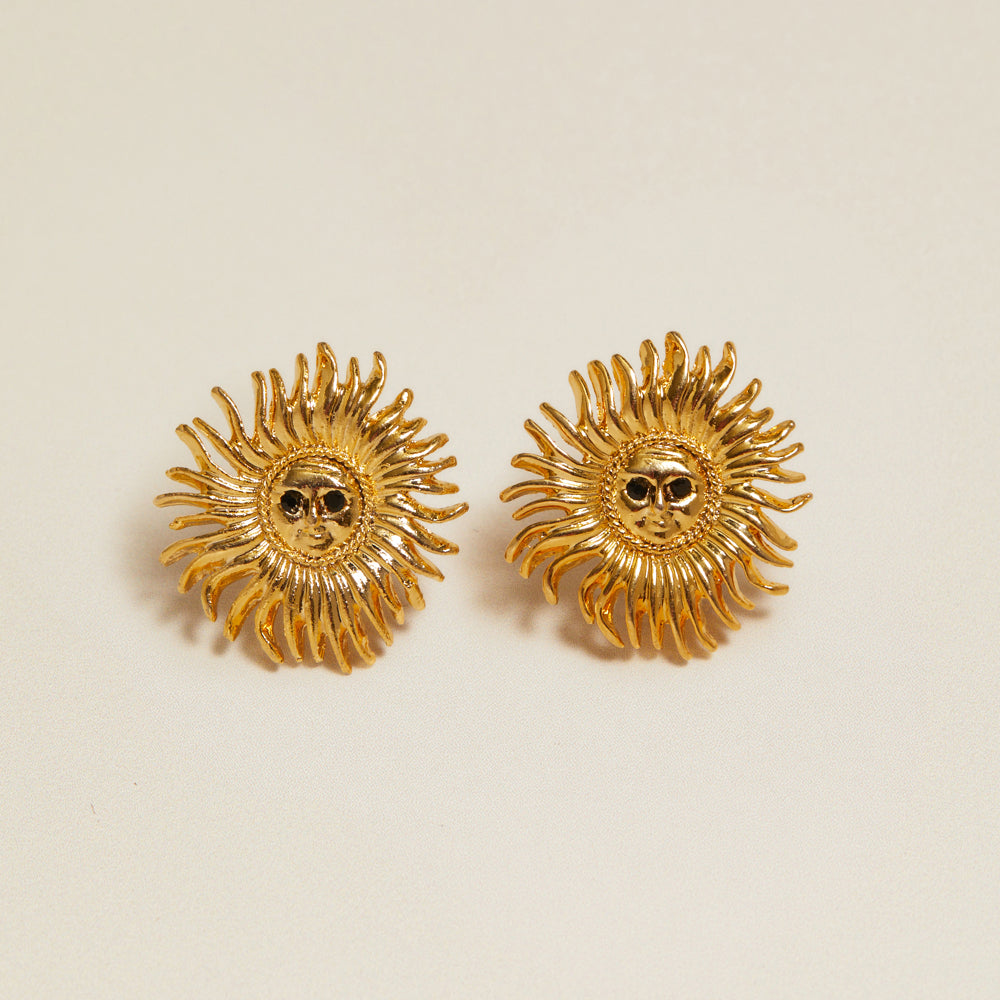 Stud Earrings Vintage Statement Sun Clip-On Earrings Orelia Jewellery
