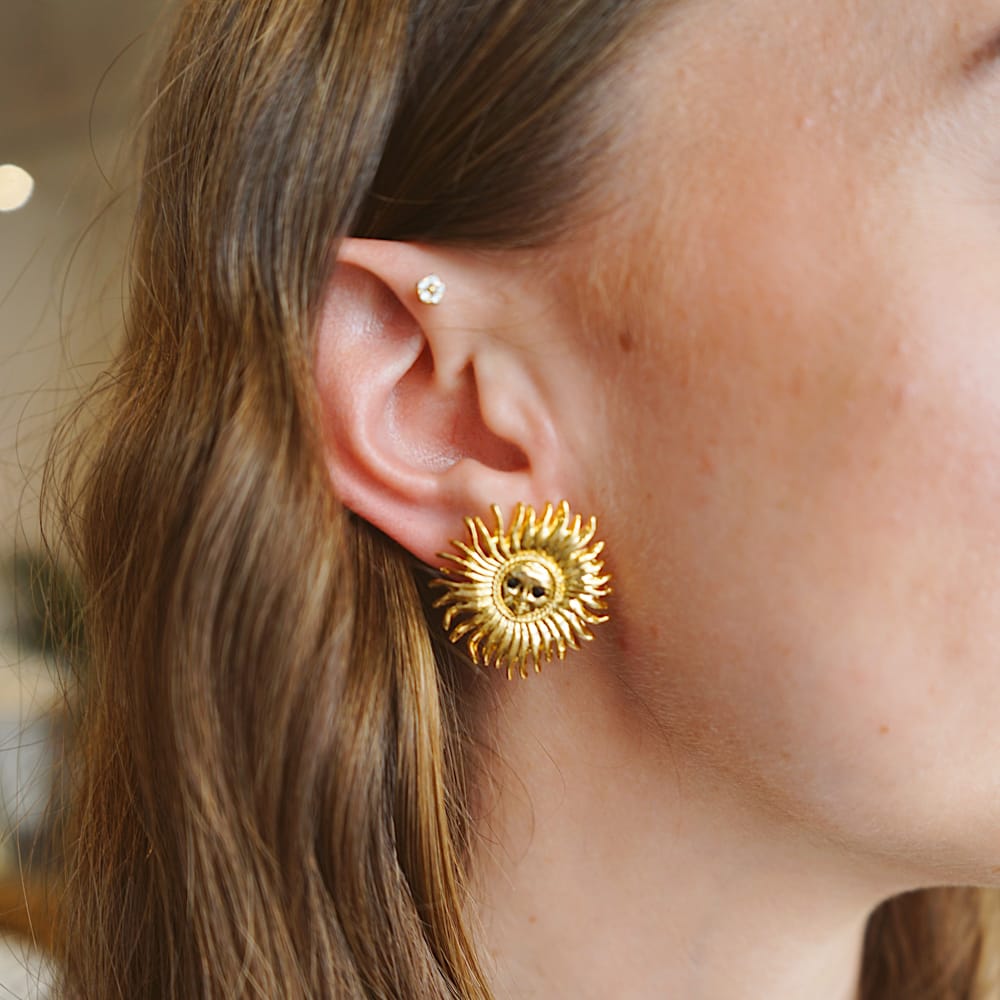 Stud Earrings Vintage Statement Sun Clip-On Earrings Orelia Jewellery