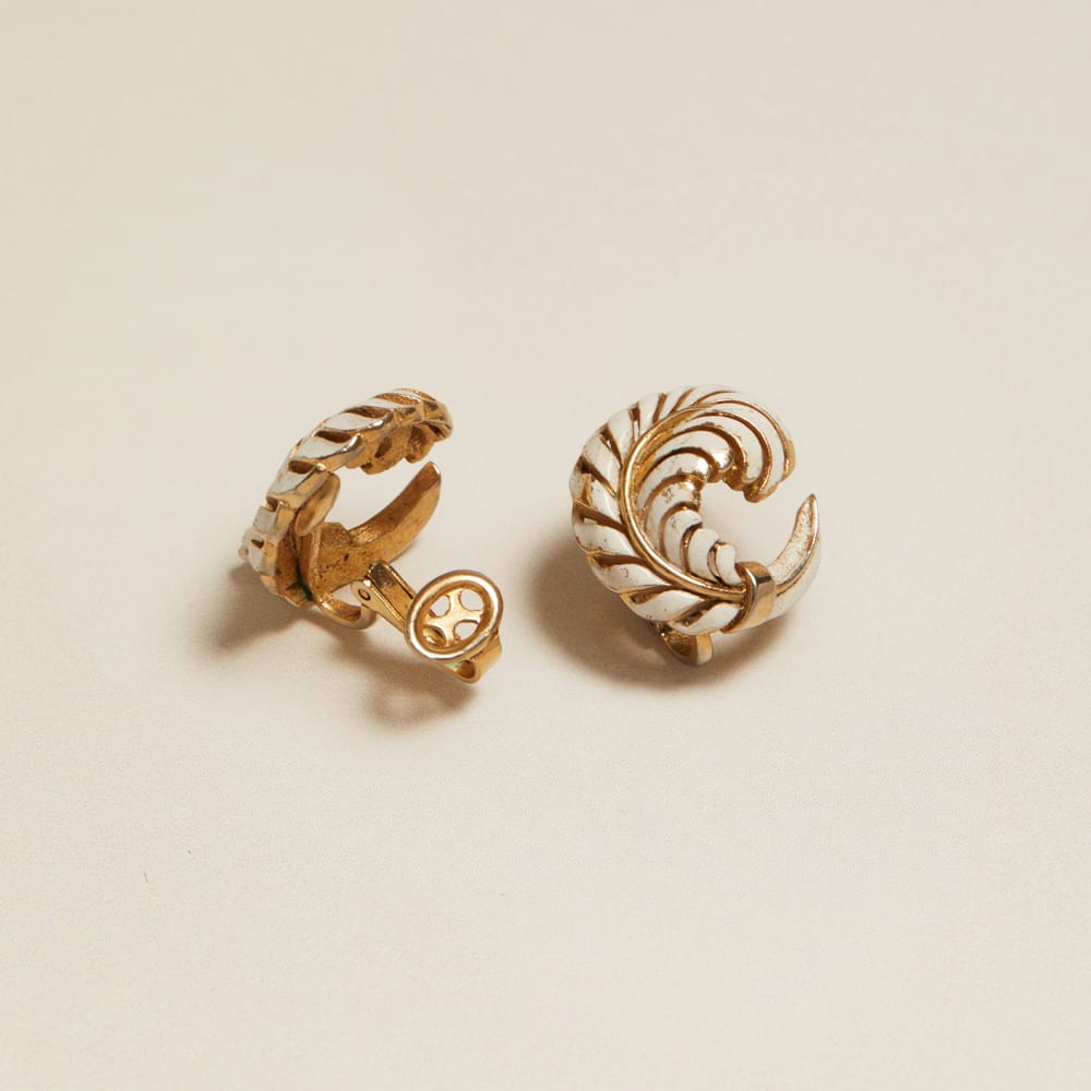 Stud Earrings Vintage White Feather Clip-On Earrings Orelia Jewellery