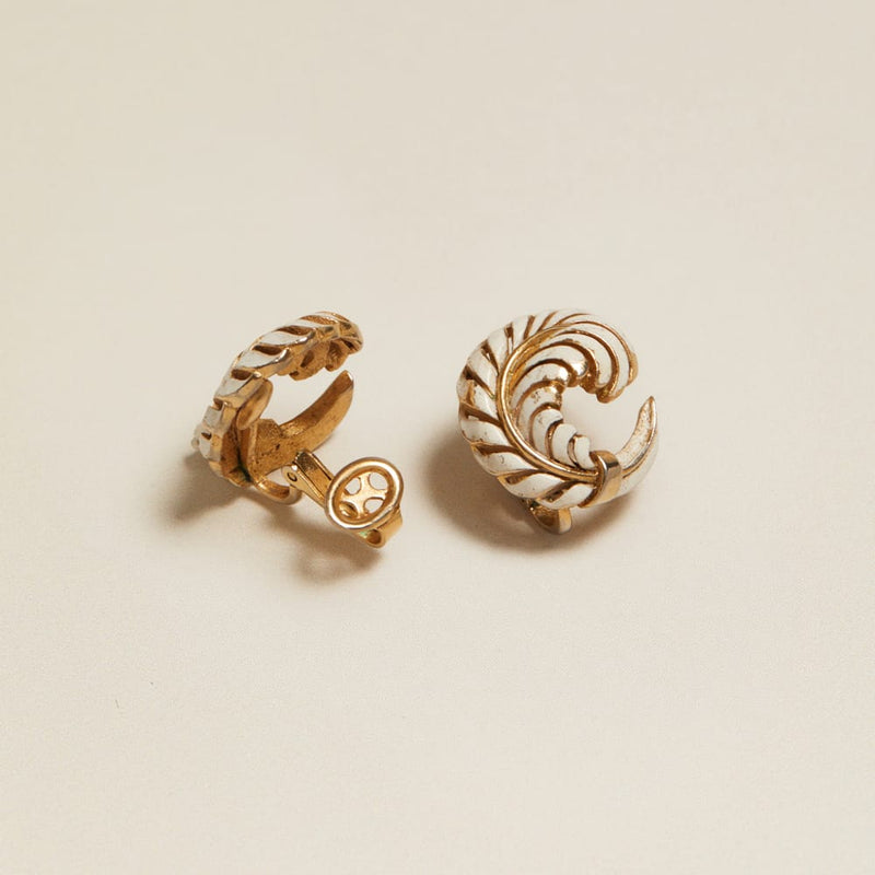 Stud Earrings Vintage White Feather Clip-On Earrings Orelia Jewellery