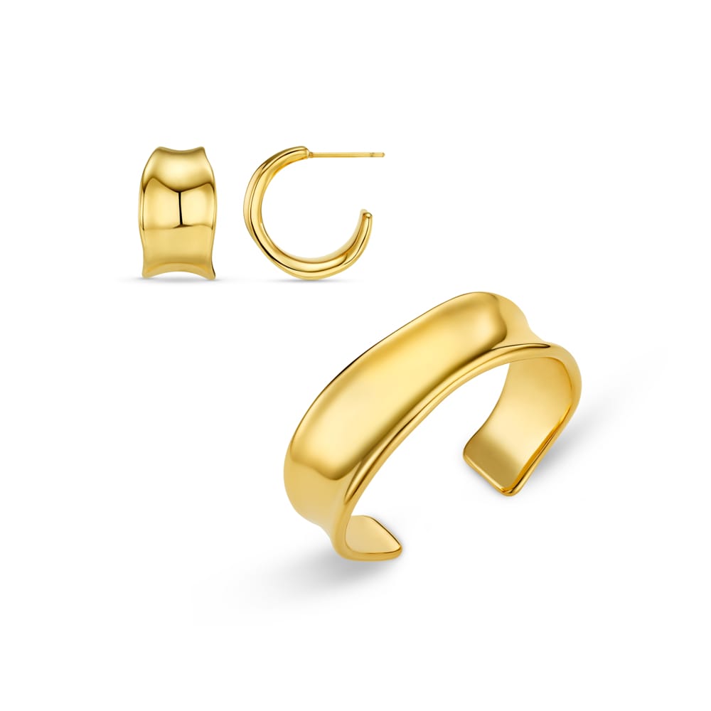 Style Sets Default LUXE Molten Hoop Earrings & Bangle Jewellery Set Orelia Jewellery