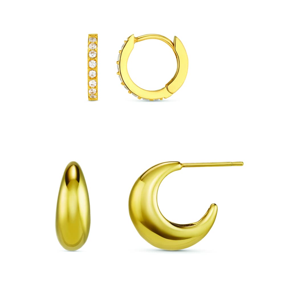 Style Sets Default LUXE Pavé & Tapered Hoop Earring Jewellery Set Orelia Jewellery