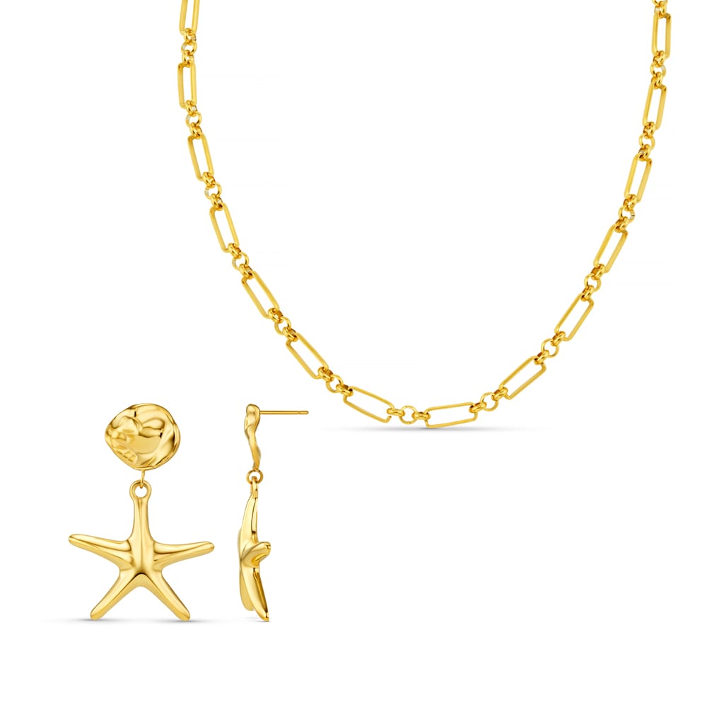 Style Sets Default LUXE Starfish Earrings & Open Link Necklace Jewellery Set Orelia Jewellery